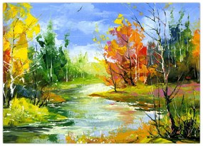 Tablou pe sticlă - Peisaj - pictură (70x50 cm)