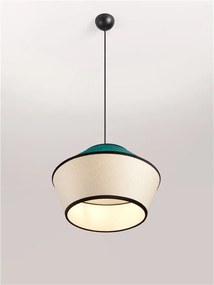 Lustra cu abajur stratifiat catifea Teal cu hartie naturala VELISS