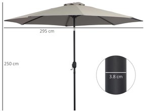 Outsunny Umbrelă de Soare pentru Plajă Impermeabilă, Oțel, Gri Φ3x2.45m | Aosom Romania