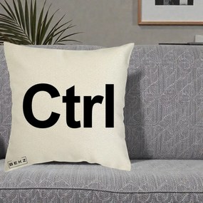 Perna Personalizata Tasta Ctrl Tipografie Bold, 40x40 cm, Ecru, Husa Detasabila, Perna Inclusa, BEKZ®