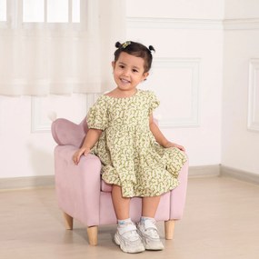 HOMCOM Fotoliu pentru Copii din Material Textil cu Efect de Catifea Roz, cu Spătar în Formă de Coroană, 50.2x41.9x57.8 cm | Aosom Romania