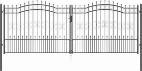 vidaXL Poartă din Gard cu Vârf de Lancă Gri 404 x 150 cm Oțel