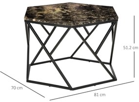 MAN6 - Masuta de cafea 81x70 cm, masa pentru living - Negru si Marmorat