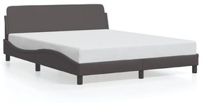 373221 vidaXL Cadru de pat cu tăblie, gri, 160x200 cm, piele ecologică