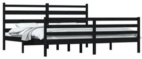 Cadru de pat, 200x200 cm, lemn masiv de pin, negru Negru, 200 x 200 cm