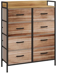 HOMCOM Comodă de depozitare 8 sertare din material textil detașabile, poliță superioară și cadru din oțel 79L x 29l x 101H cm | Aosom Romania