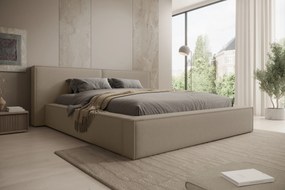 Pat tapițat Molino 160x200 cu spațiu depozitare - velur bej Castel 15