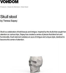 Taburete exterior/interior design decorativ SKULL STOOL, lucios