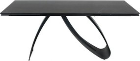 Masa cu blat de sticla/ceramica DIUNA CERAMIC, negru, 160/240x90x76 cm