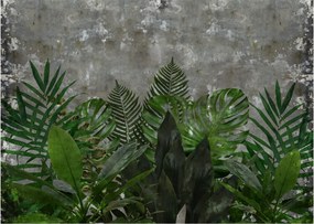 Tablou - Zid de beton cu plante (70x50 cm)