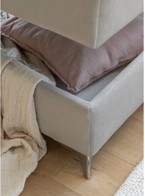 Colțar gri extensibil/cu spațiu de depozitare cu tapițerie din catifea (cu colț pe partea dreaptă/în formă de ”L”) Laurence – ELTAP