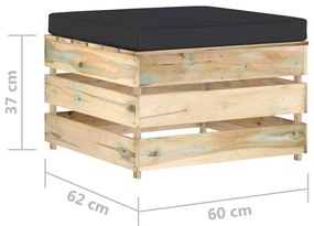 Set mobilier gradina cu perne, 4 piese, lemn tratat verde negru si maro, 4