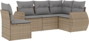vidaXL Set canapele de grădină cu perne, 5 piese, bej, poliratan