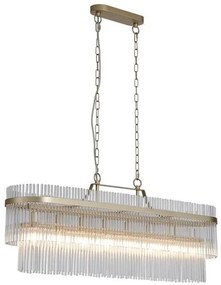 Candelabru oval modern metal auriu, tije din sticla Lara