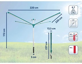 Uscător de rufe argintiu pentru grădină 60 m Linomatic 600 Deluxe Cover – LEIFHEIT