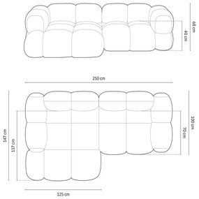 Colțar maro cu tapițerie din catifea (cu colț pe partea stângă/cu șezlong) Loretto – Cosmopolitan Design