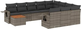 vidaXL Set canapele de grădină cu perne, 11 piese, gri, poliratan