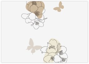 Tablou - Flori bej cu fluture N⁰2 (70x50 cm)