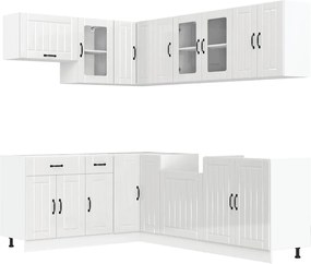 vidaXL Set dulap de bucătărie 11 piese „Lucca” alb lucios Lemn