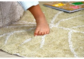 Covor pentru copii kaki lavabil/țesut manual din bumbac 75x100 cm Mini Monstera Olive – Lorena Canals