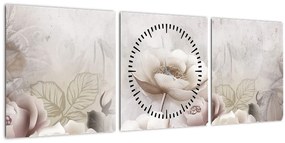 Tablou - Tufe roz (cu ceas) (90x30 cm)