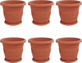 vidaXL Ghivece pentru plante 6 pcs Roșu cărămidă Ø 26 x 21.5 cm