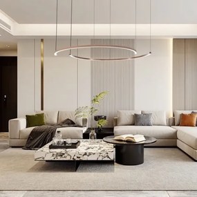 Immax NEO 07328L - Lustră LED dimabilă pe cablu FINO, 72W/230V, 120 cm, aur roz, Tuya + telecomandă