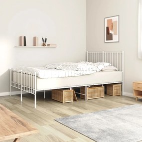350947 vidaXL Cadru de pat metalic cu tăblie, alb, 120x200 cm