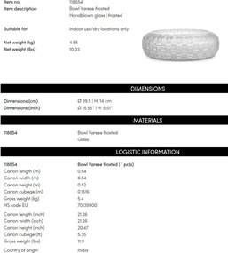 Vas decorativ design LUX realizat manual din sticla Varese frosted