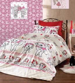 Lenjerie de pat copii Pisica Marie crem /160x200 cm dimensiune standard