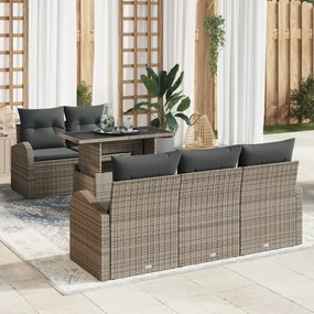 vidaXL Set de canapea de grădină 6 piese cu perne gri din rattan poli