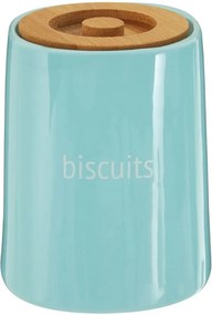 Recipient pentru biscuiți cu capac din lemn de bambus Premier Housewares Fletcher, 1,5 l, albastru