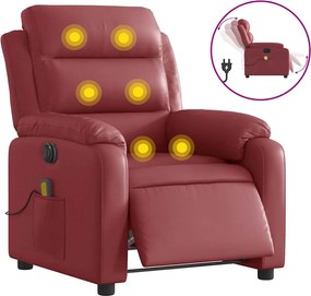 vidaXL Fotoliu de masaj electric rabatabil, roșu vin, piele ecologică