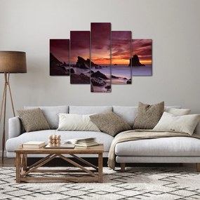 Tablou cu apus de soare pe mal (150x105 cm)