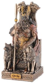 Mini statueta zeu nordic Odin pe tron 9 cm