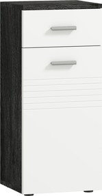 kleankin Dulap Baie din Lemn cu Sertar și Rafturi, Design Alb și Negru | Aosom Romania