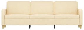 Canapea cu 3 locuri, crem, 210 cm, material textil Crem, 228 x 77 x 80 cm