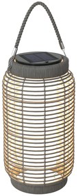 Outsunny Lampadaire d'extérieur solaire en rășină imitată în țesătură luminaire LED de jardin en oțel cu pornire/oprire automată gri | Aosom Romania