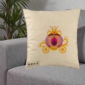 Perna Decorativa Trasura Regala Aurie, 40x40 cm, Bej, Husa Detasabila, Perna Inclusa, BEKZ®