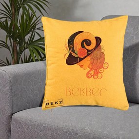 Perna Personalizata Zodie Berbec, 40x40 cm, Galben, Husa Detasabila, Perna Inclusa, BEKZ®
