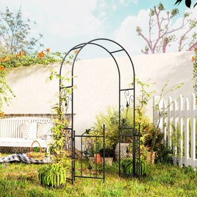 Outsunny Arc de Grădină cu Poartă și Grilaj pentru Plante Cățărătoare, 2,2x1 m, Negru | Aosom Romania