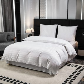 Lenjerie de hotel din microfibra JASMINE alba - dunga 2 cm Dimensiune lenjerie de pat: 2 buc 70 x 90 cm | 200 x 220 cm