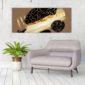 Tablou - Abstracție maro auriu N⁰3 (120x50 cm)