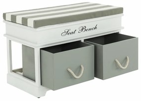 Bancă cu pernă, 2 sertare, alb/gri, SEAT BENCH 2 NEW