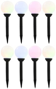 vidaXL Lămpi solare de exterior cu LED, 8 buc., 15 cm, RGB, sferic