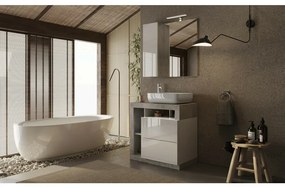 Set dulap baza pe pardoseala si lavoar LC Mobili Italia Hamburg 79 cm finisaj alb/gri beton