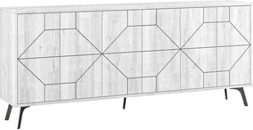 Comoda DUNE, alb/gri, PAL melaminat, 184x35x77 cm