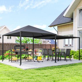 Outsunny Pavilion de Grădină Extensibil Până cu 2 Roți cu Frână, 560x295x275 cm, Gri Închis | Aosom Romania