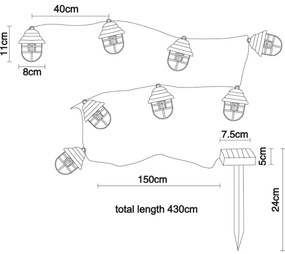 Corp de iluminat LED solar decorativ 8xLED/3,2V IP44 Globo 33059-8