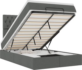 vidaXL Cadru pat otoman cu saltea țesătură gri închis 120x190 cm